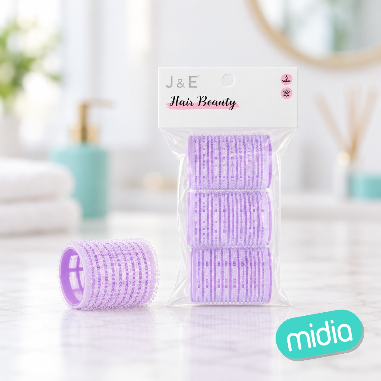 4.5cm set rulos pelo lilas 3pcs