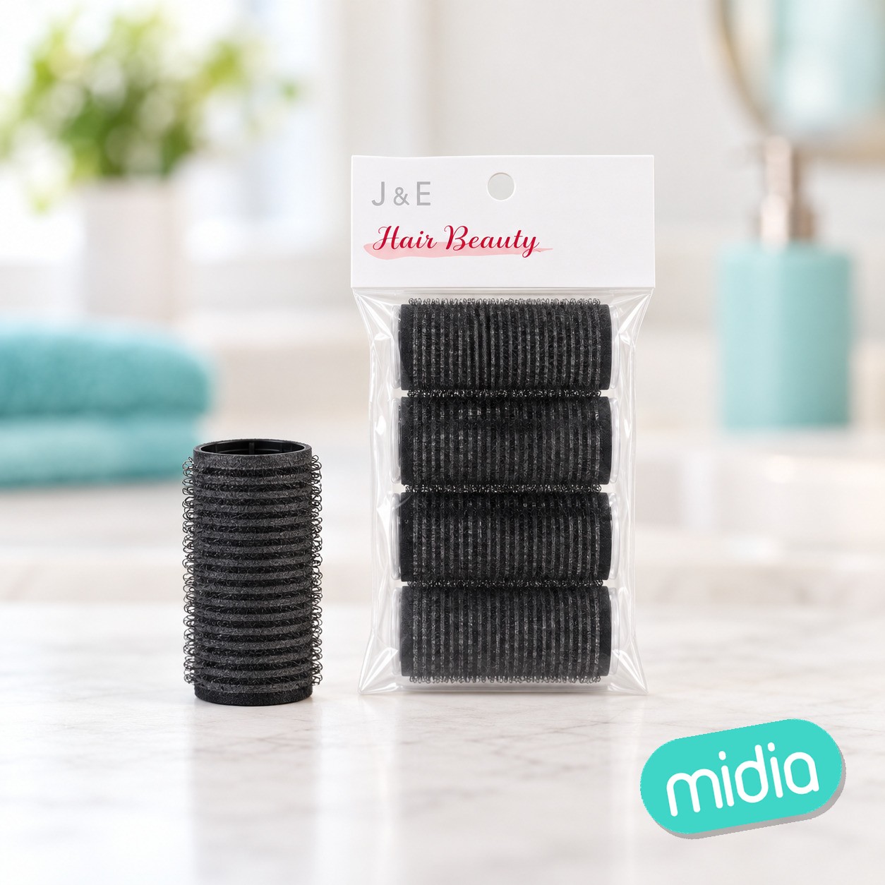 3cm set rulos pelo negro 4pcs