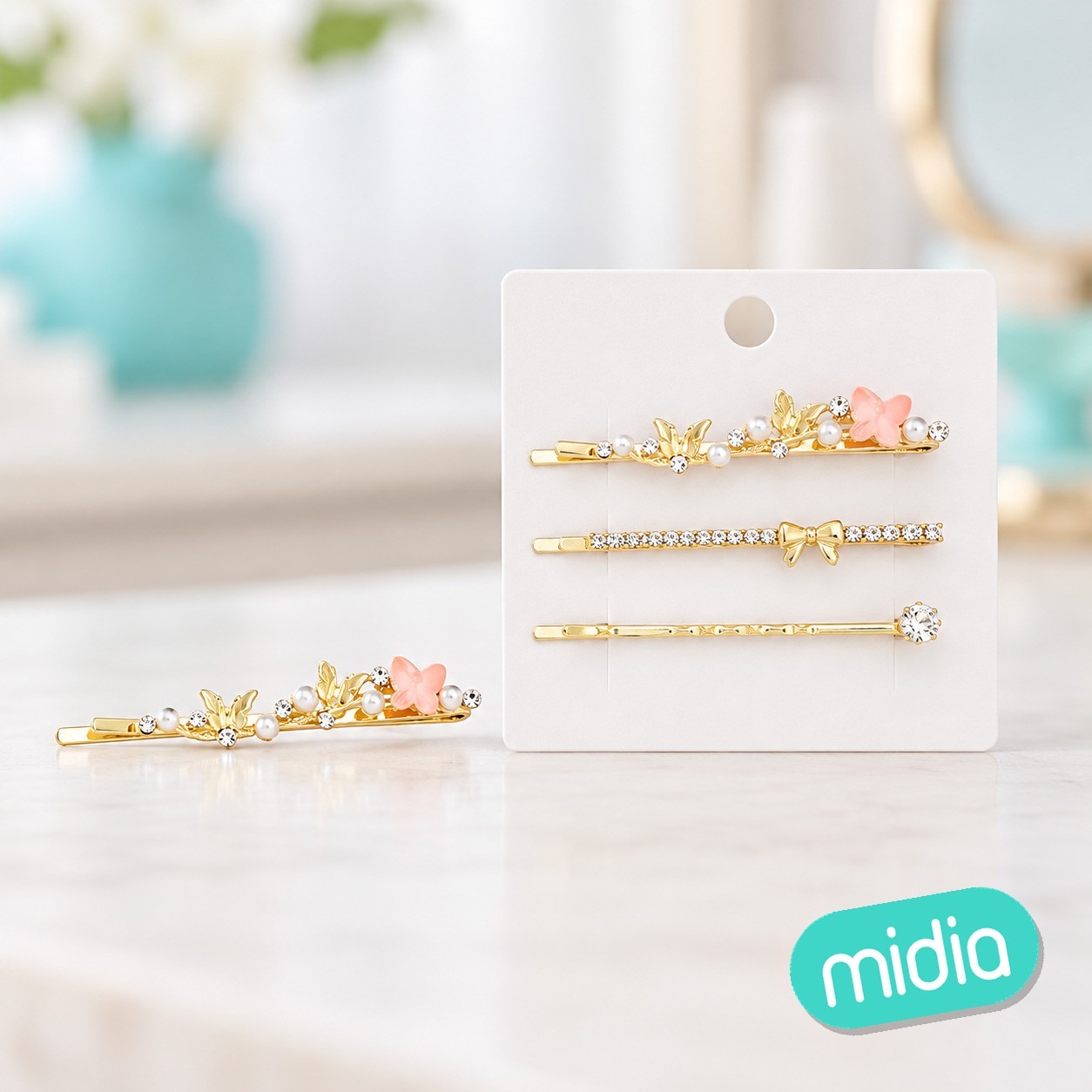 Set pinza de pelo oro 3pcs