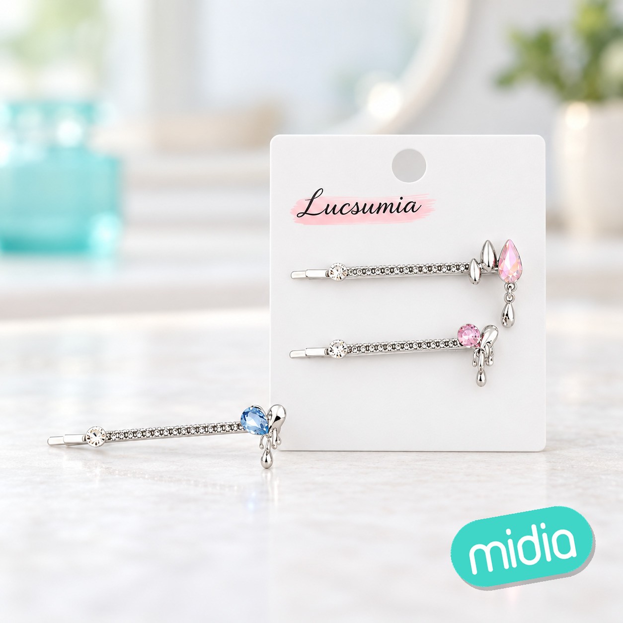 Set pinza de pelo diamantes coloridos 2pcs
