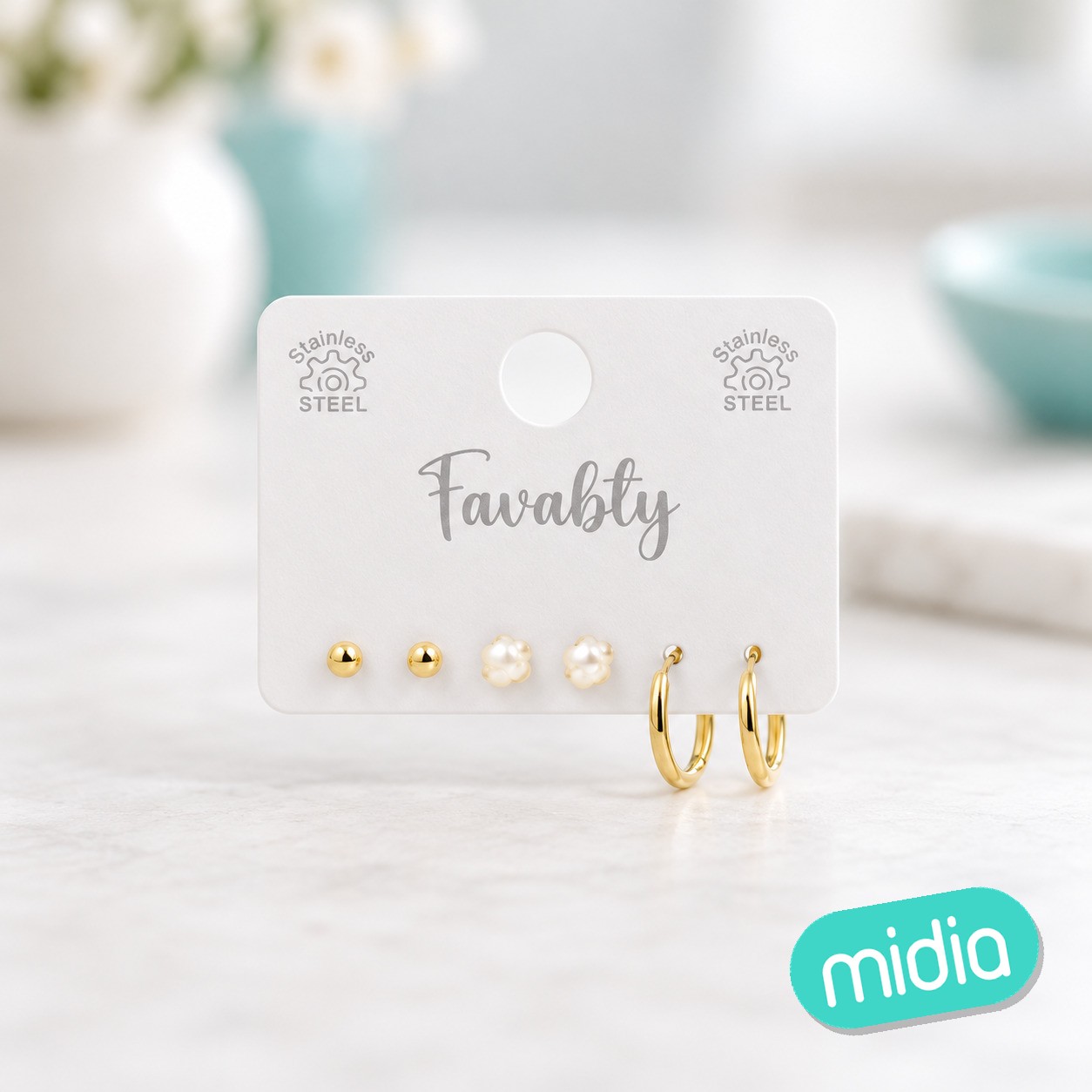 Set de pendientes aceros plata 3 pares