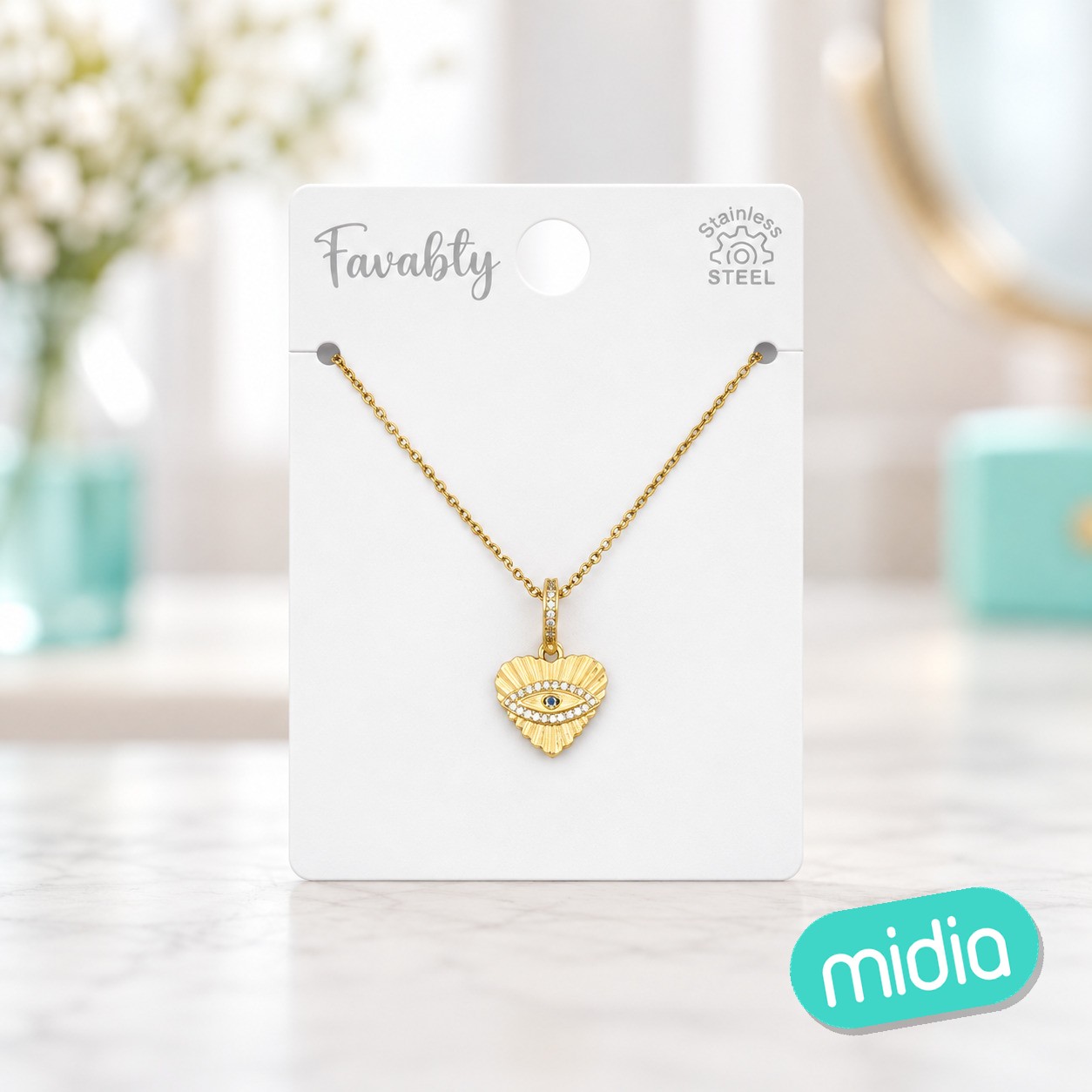 Collar aceros corazon oro