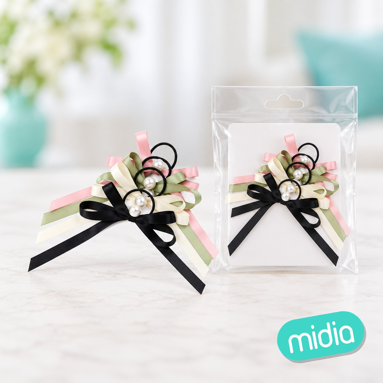 12cm coletero con lazo y perla