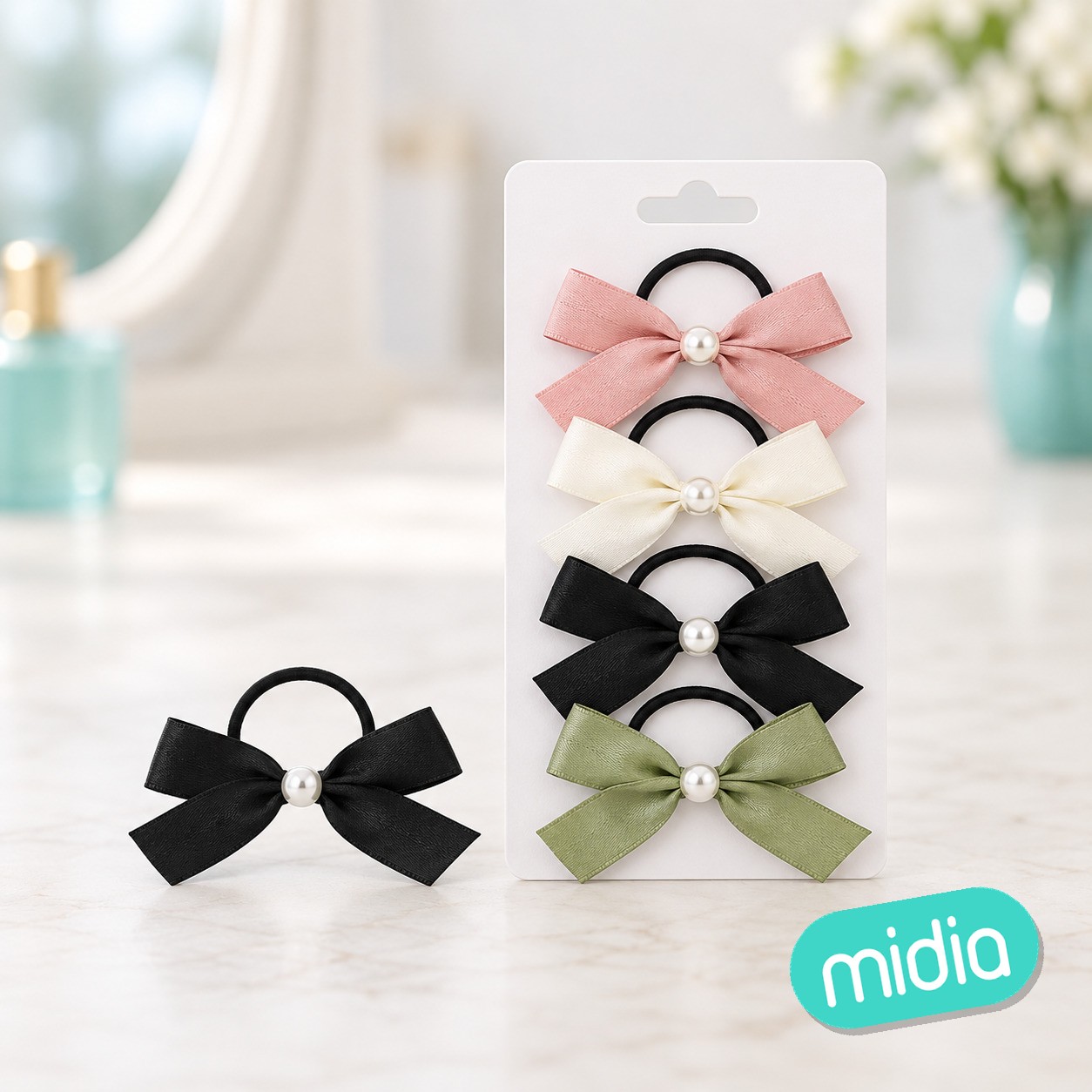 12cm coletero con lazo y perla