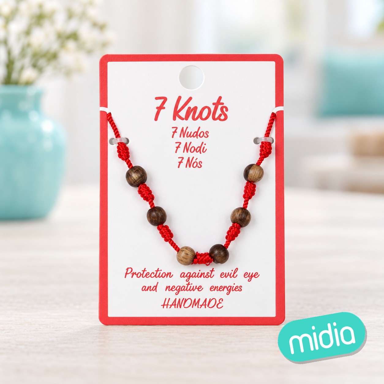 Pulsera 7nudos con abalorios de madera