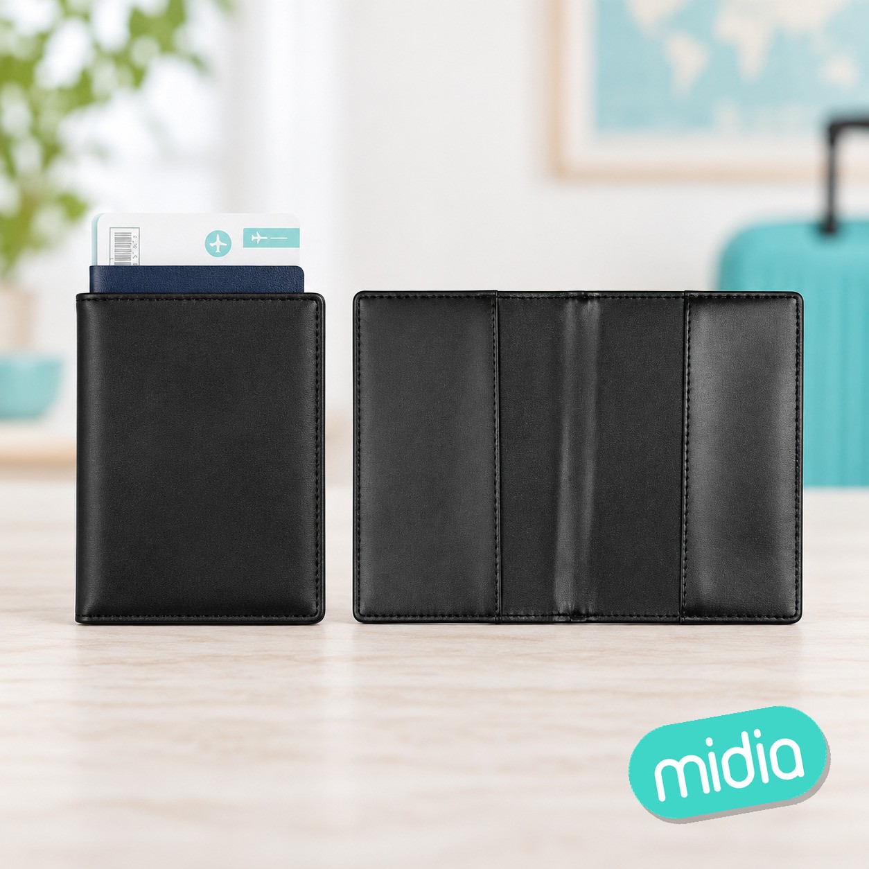 10cm*14.3cm fonda pasaporte negro
