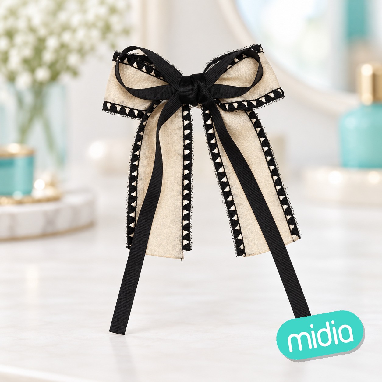 8cm lazos grandes con pinza de pelo