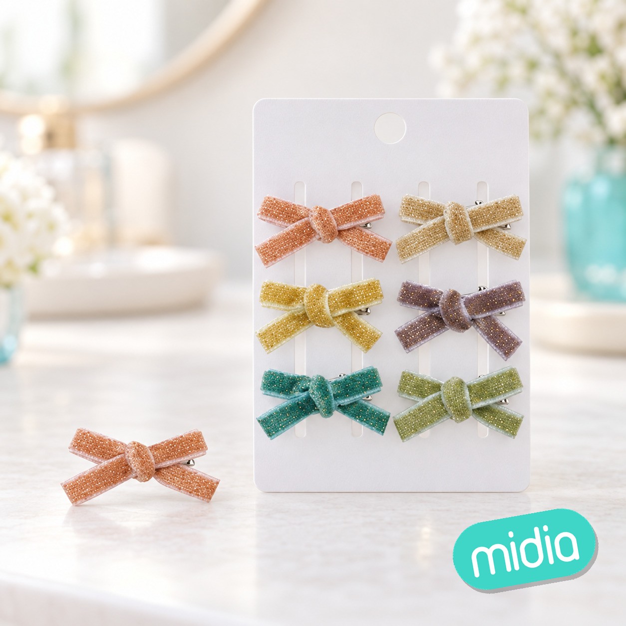 6pcs ±2cm pinza de pelo lazo