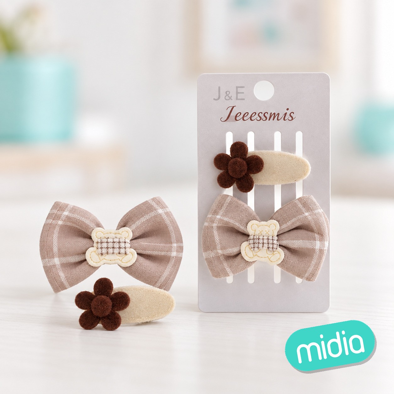 2pcs pinza de pelo color marron