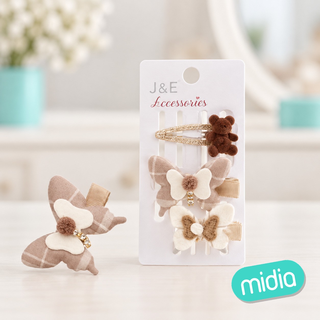 2pcs pinza de pelo color marron