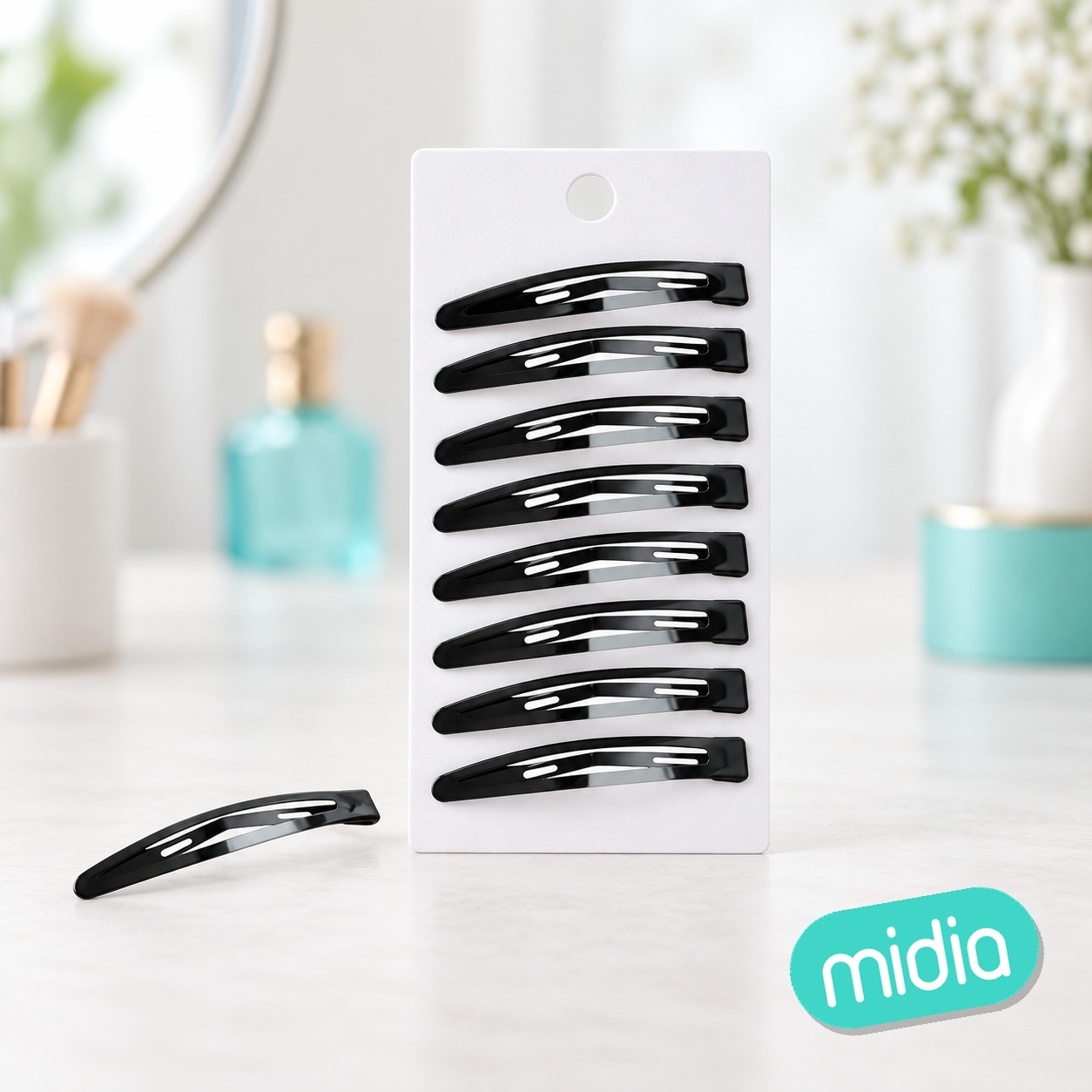8pcs 8cm pinza de pelo negro