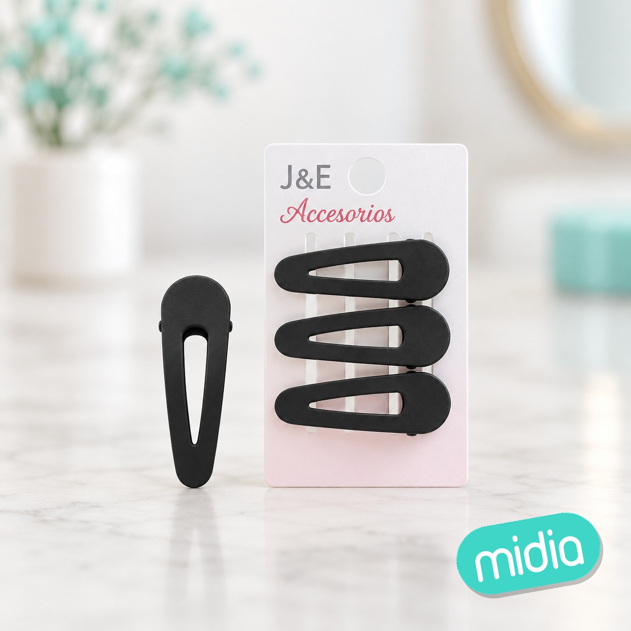 3pcs 6cm pinza de pelo negro