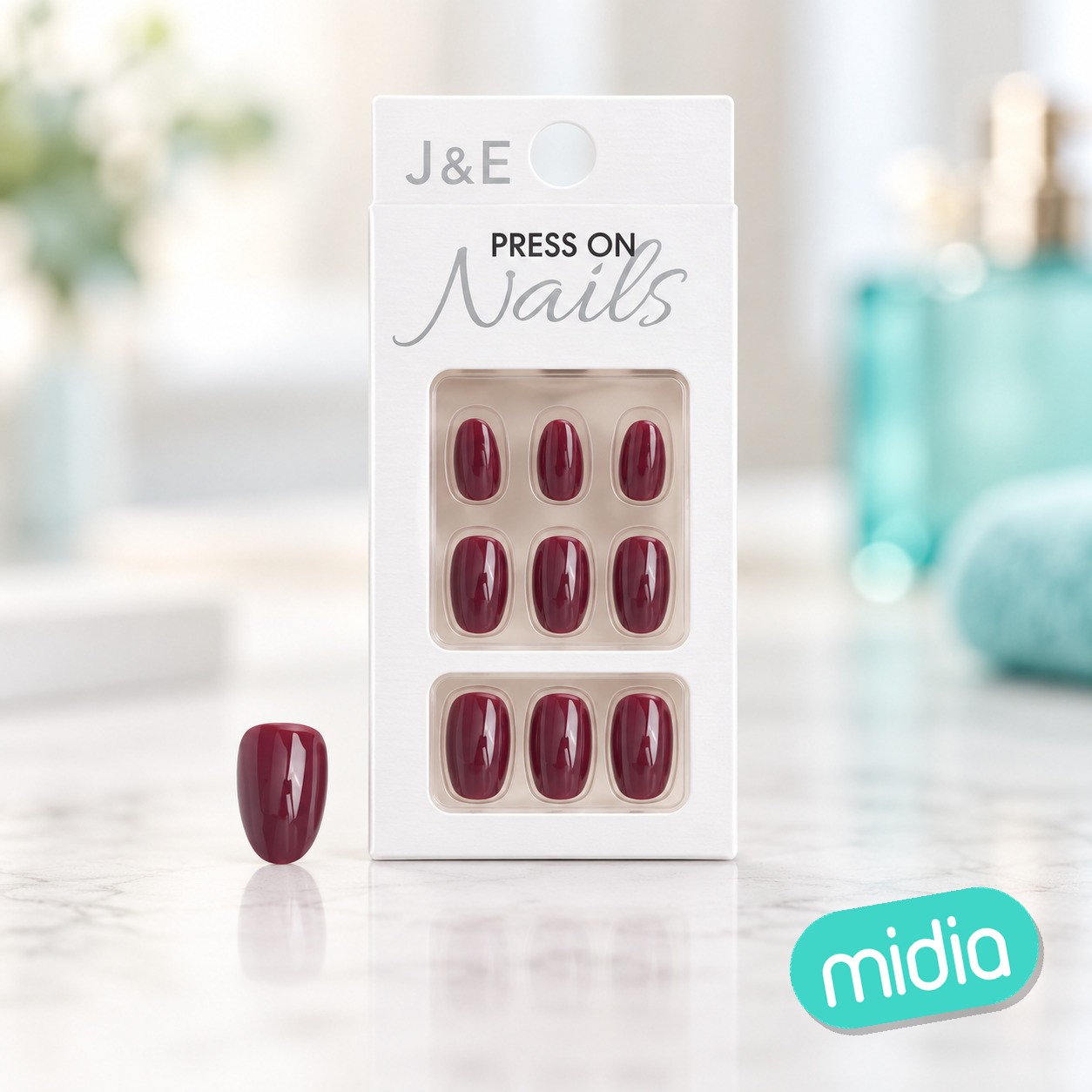 Unas postizas cortas rojo con adhesivo 12pcs