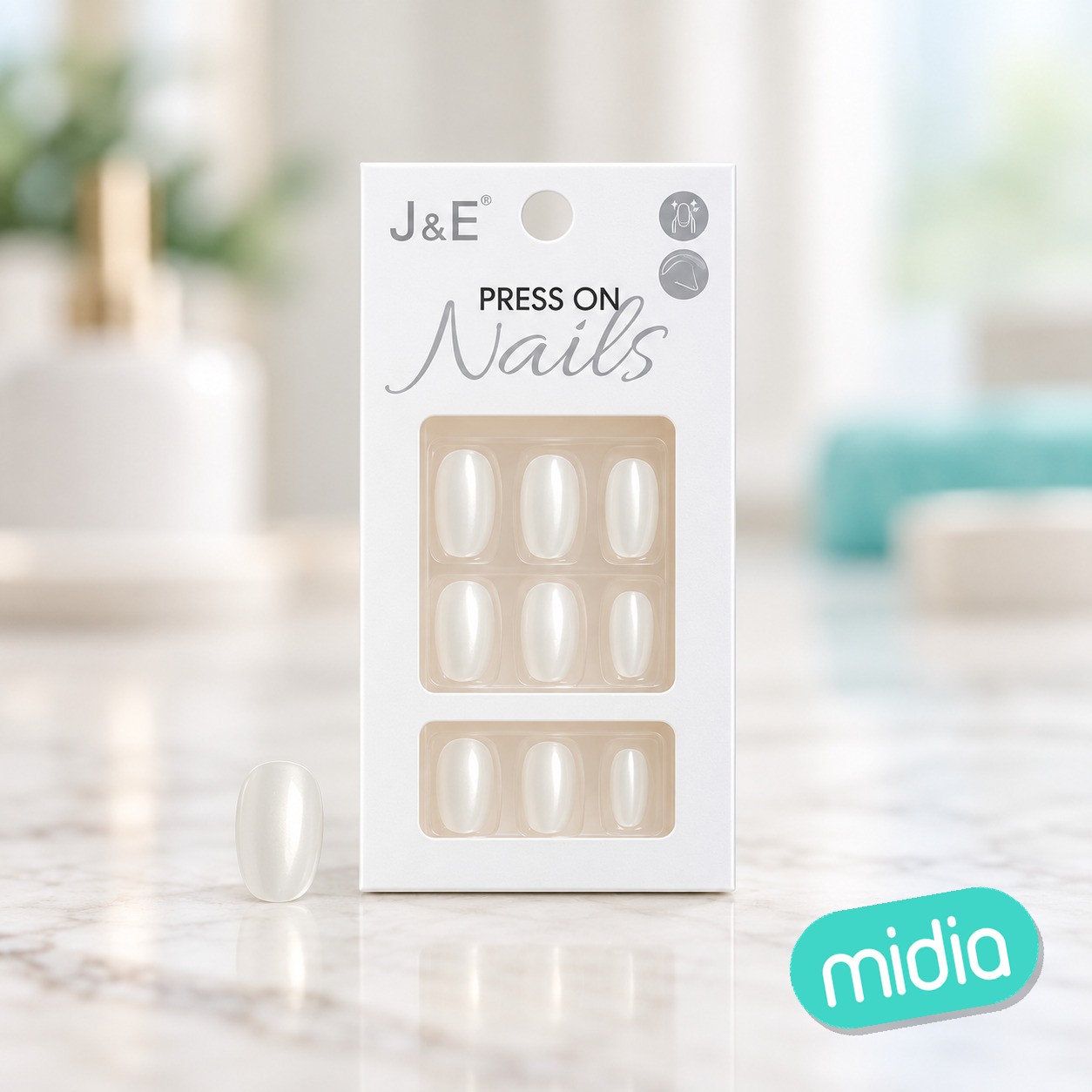 Unas postizas cortas color blanco 12pcs
