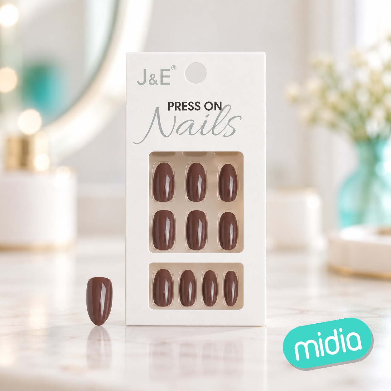 Unas postizas de color marron con adhesivo 12