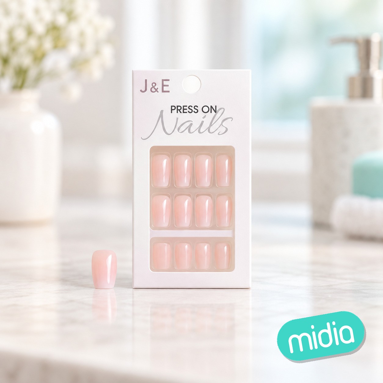 Unas adhesivas matiz rosa 12