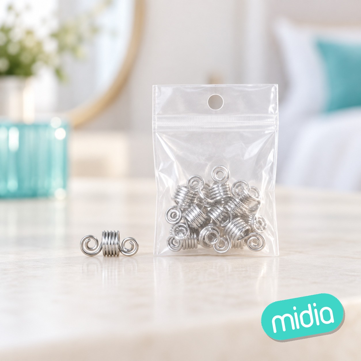 Anillos para trenzas pelo plata ±10pcs*20mm
