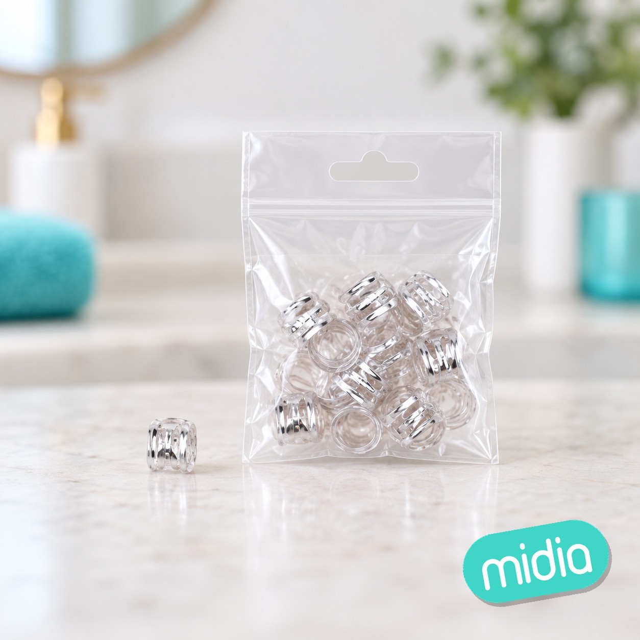 Anillos para trenzas pelo plata ±15pcs*11mm