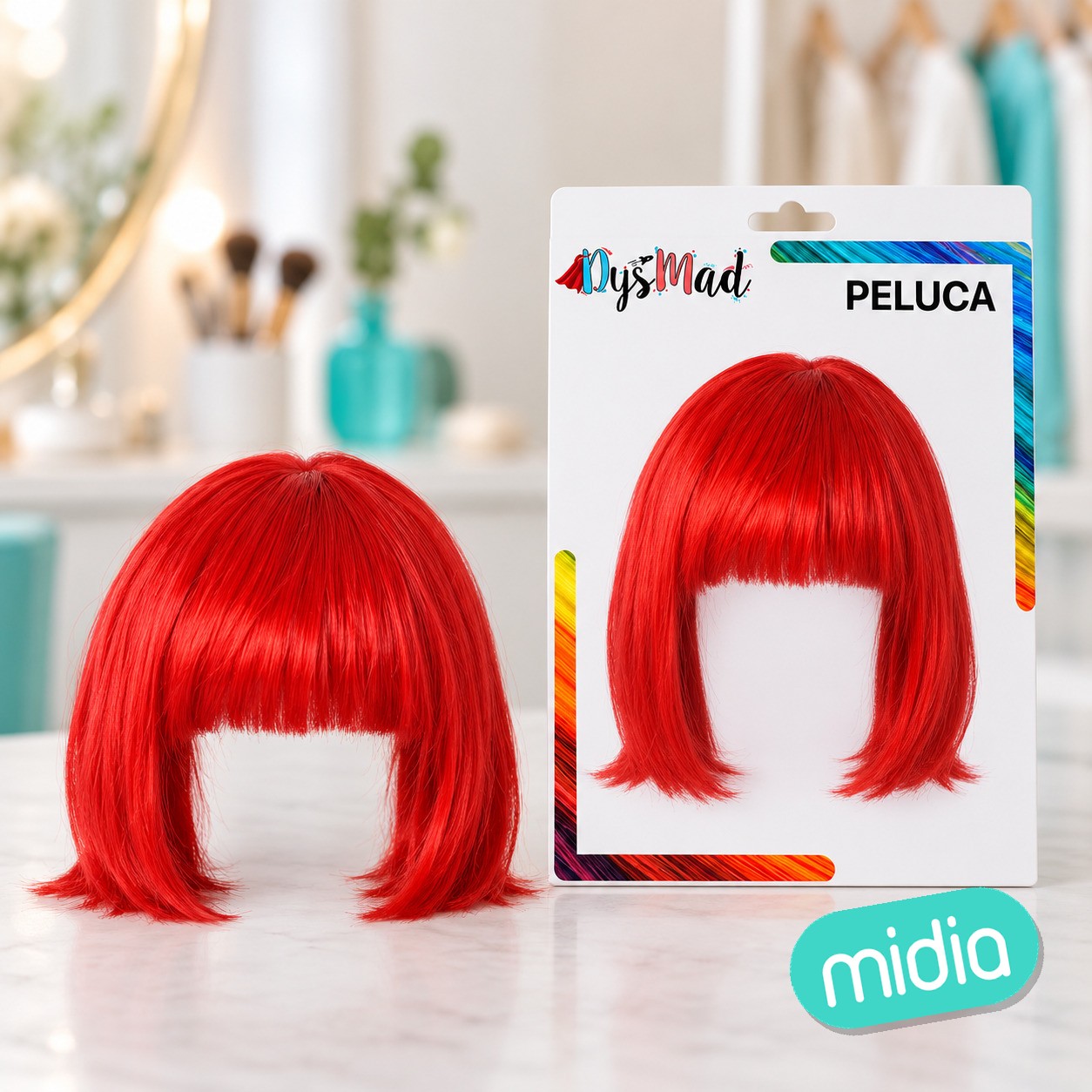 Peluca corto rojo