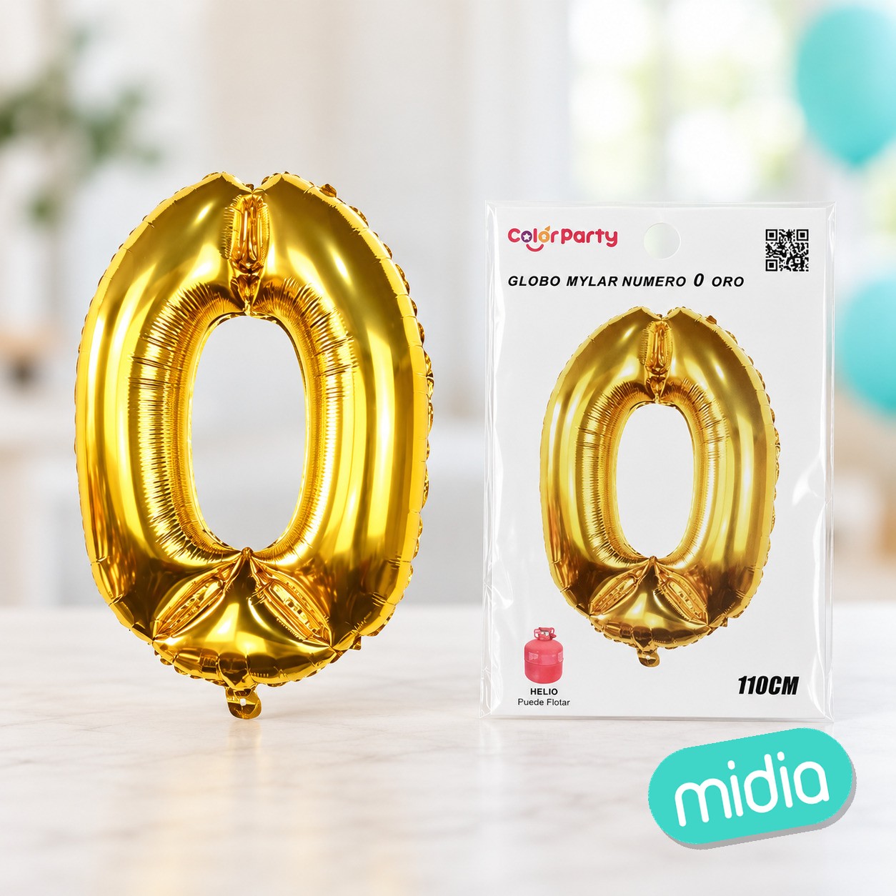 Globo mylar oro numero 0 110cm