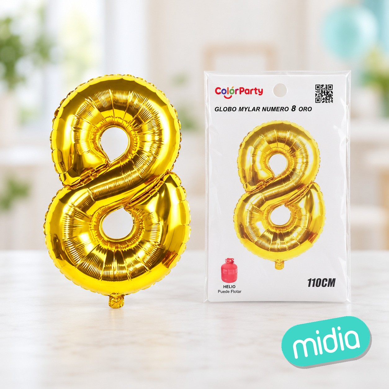 Globo mylar oro numero 8 110cm 110cm globo
