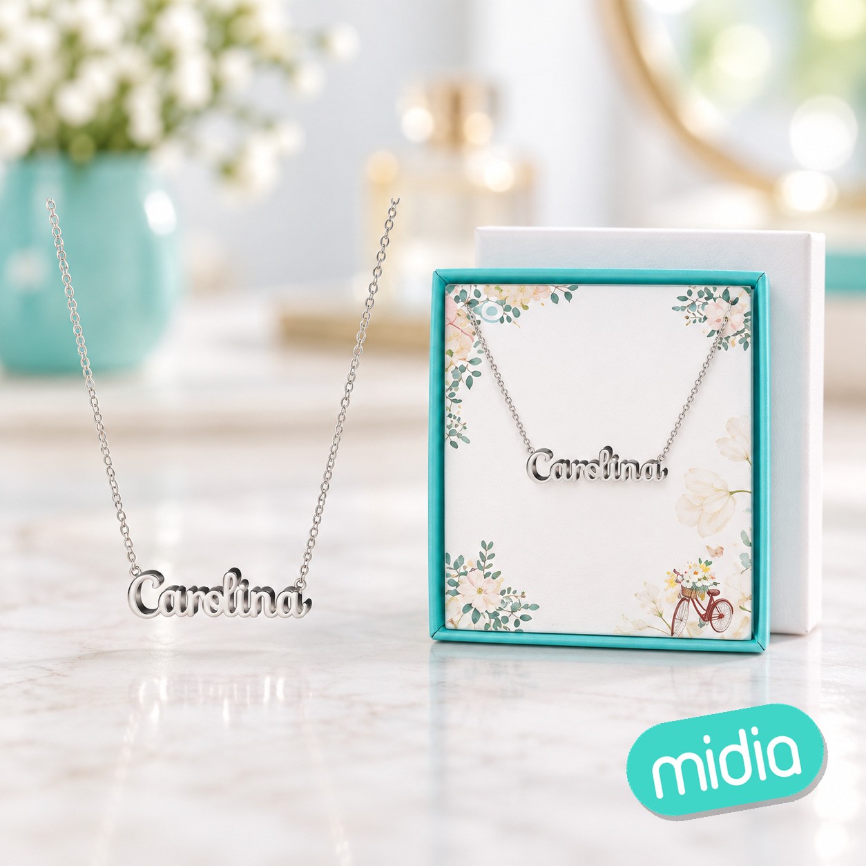 Collar carolina acero color plateado pcs