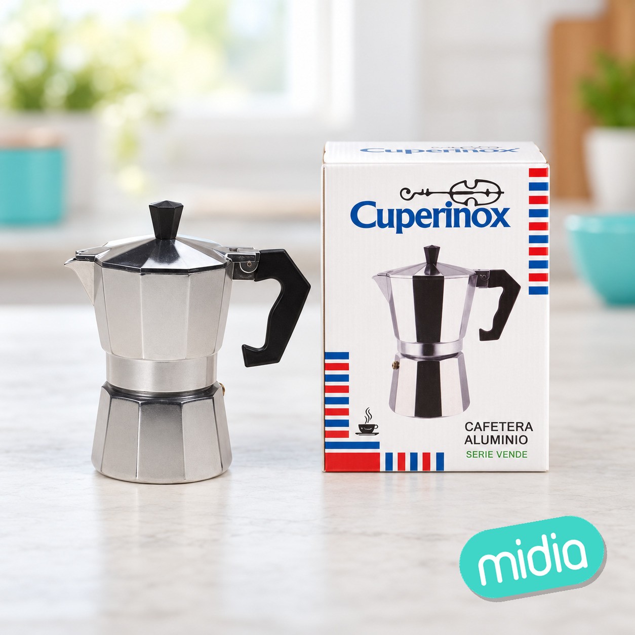 CAFETERA ALUMINIO 6 Tazas. Serie Verde