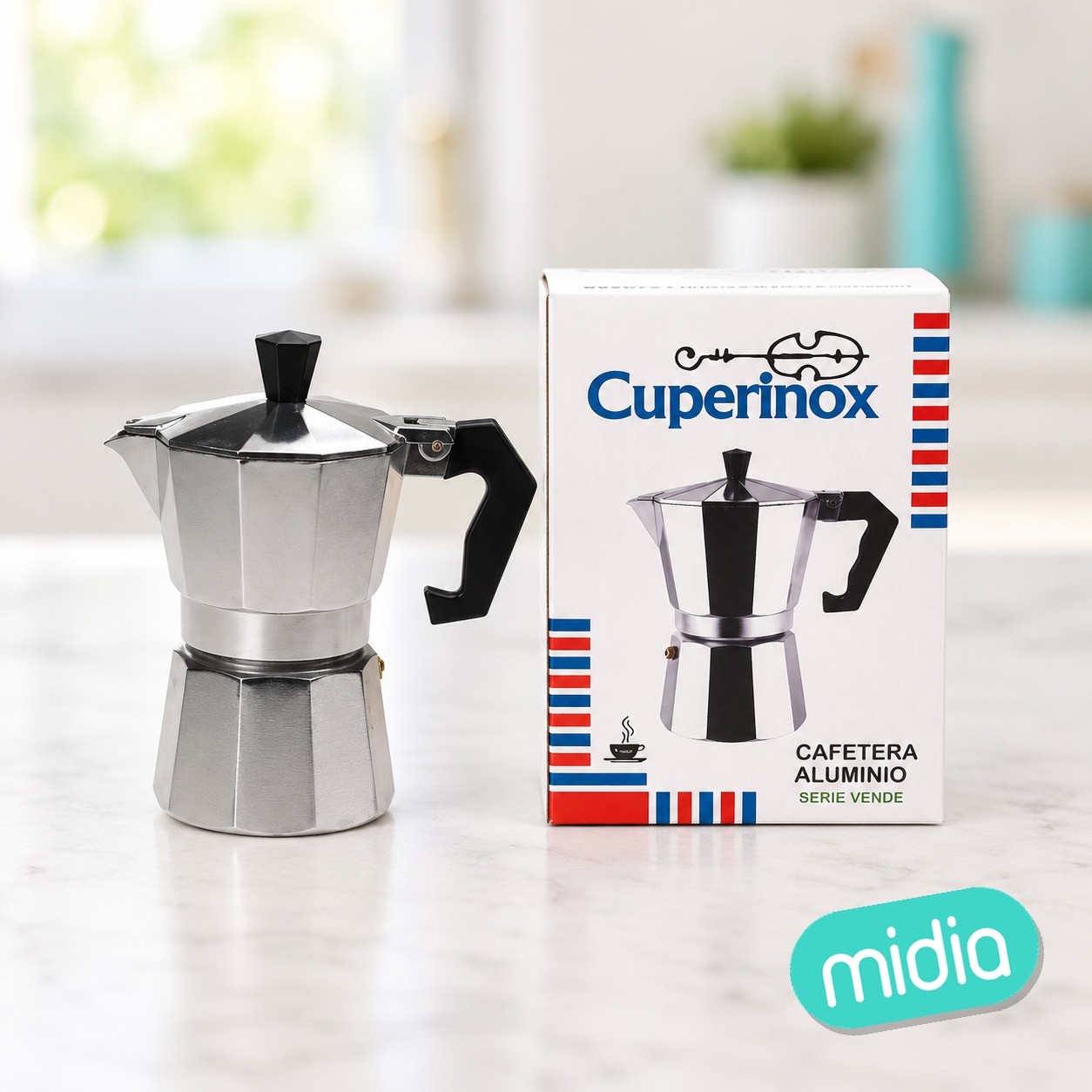 CAFETERA ALUMINIO 9 Tazas Serie Verde