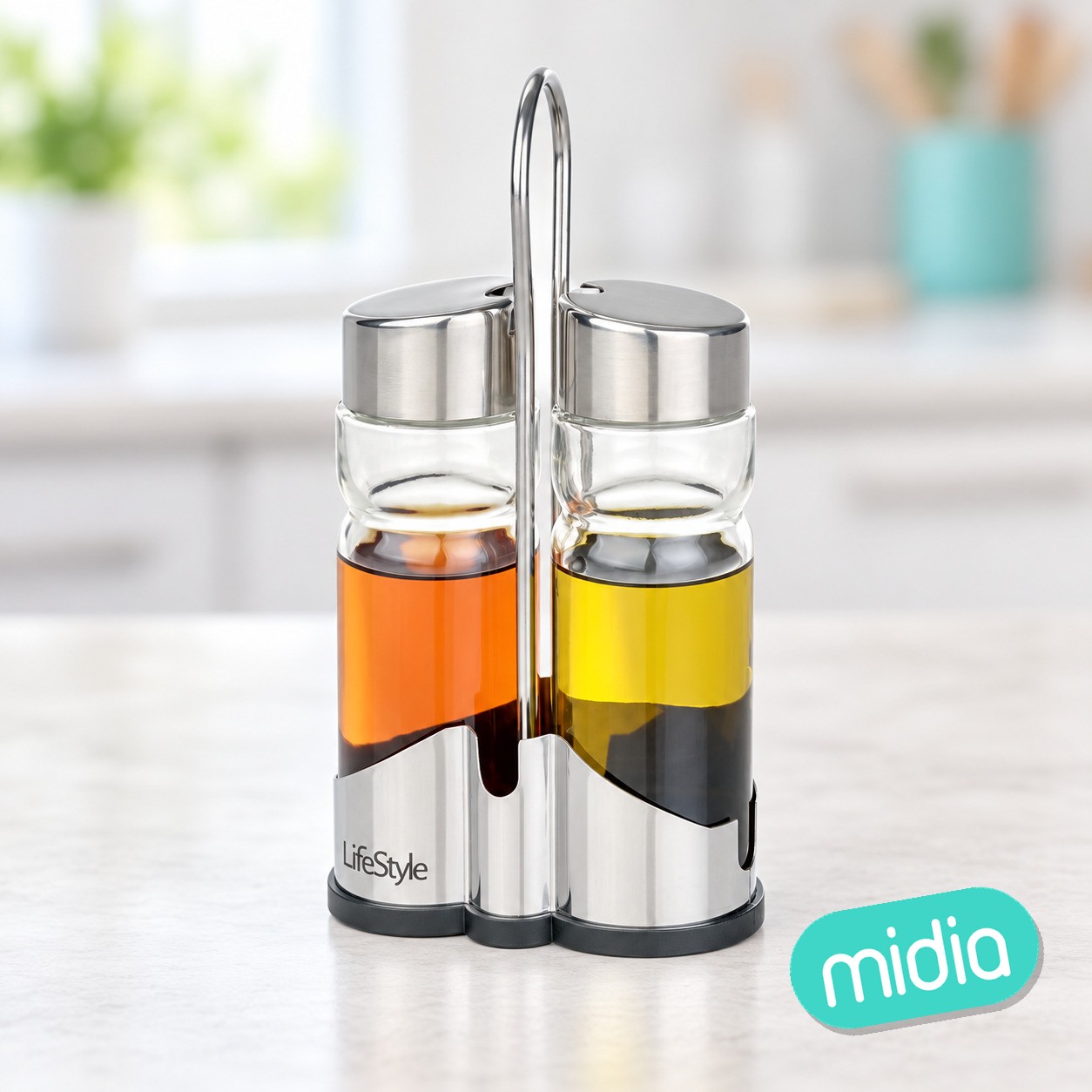 Aceitera y vinagrera cristal inox