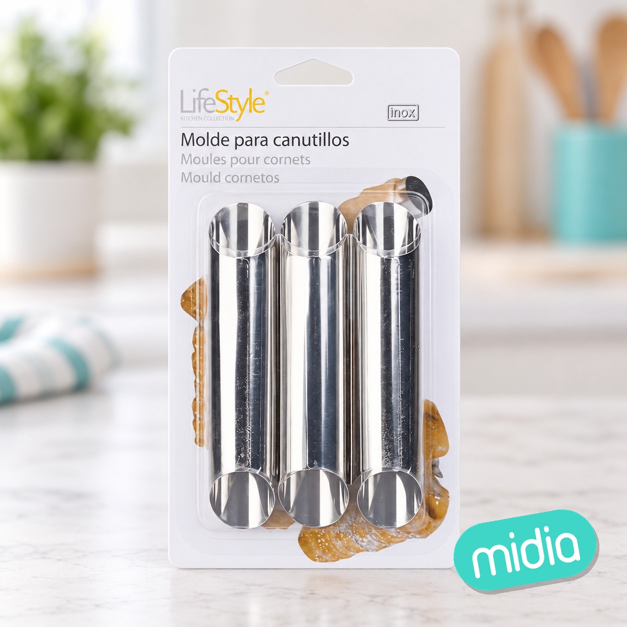 Moldes canutillos cilindricos inox 3 uds
