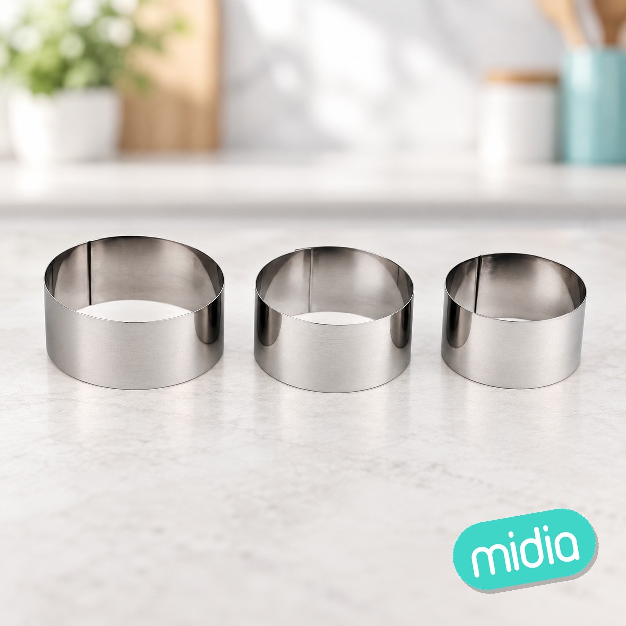 SET 3 AROS INOX 8-9-10 cm Altura 4,5 cm