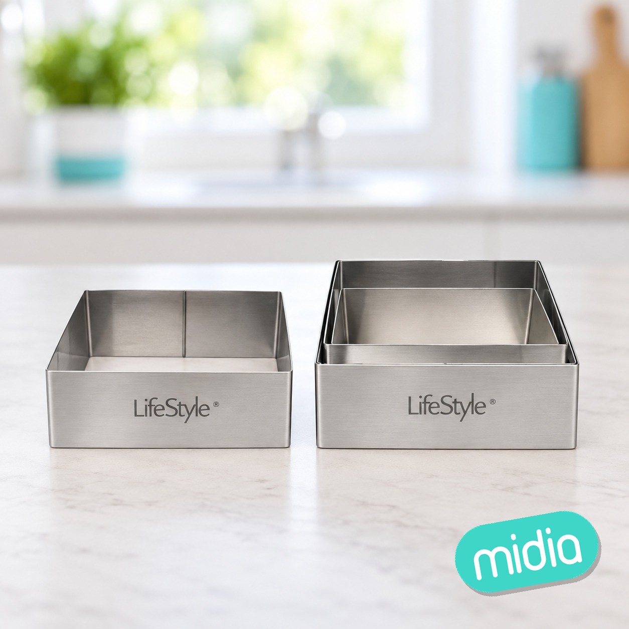 MOLDE CUADRADO INOX 8,3 cm Altura 4,5 cm