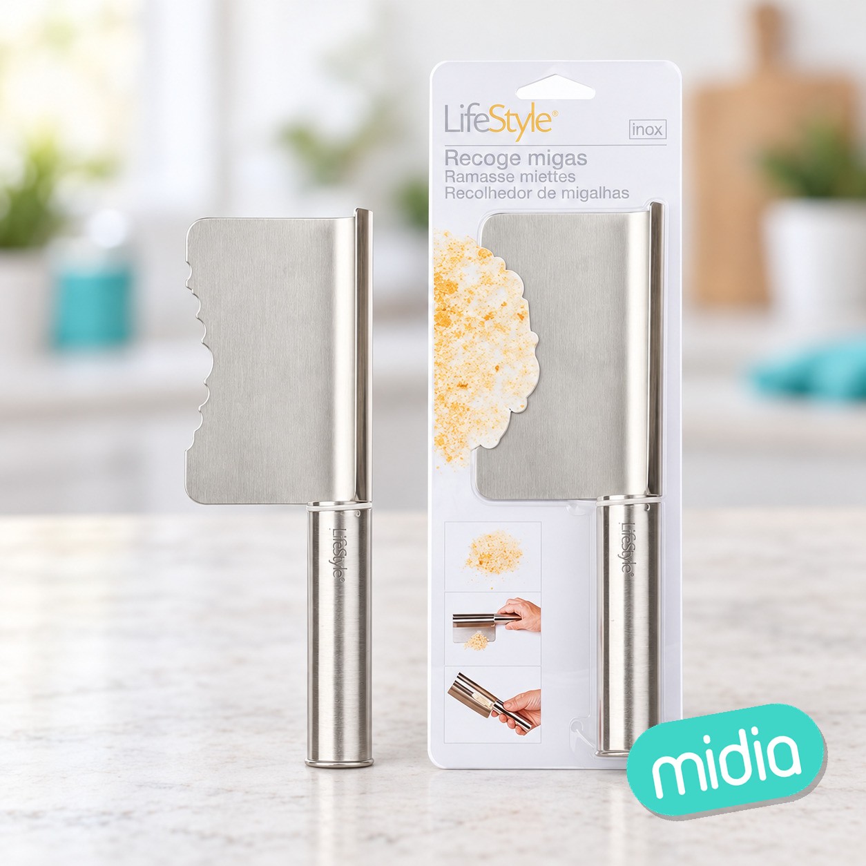 Recogedor migas acero mango contenedor