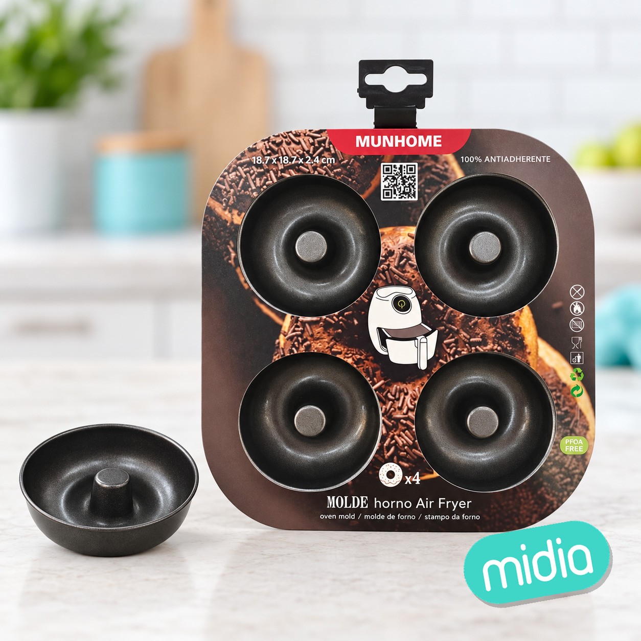 Molde horno donut air fryer 18.7x18.7x2.4cm