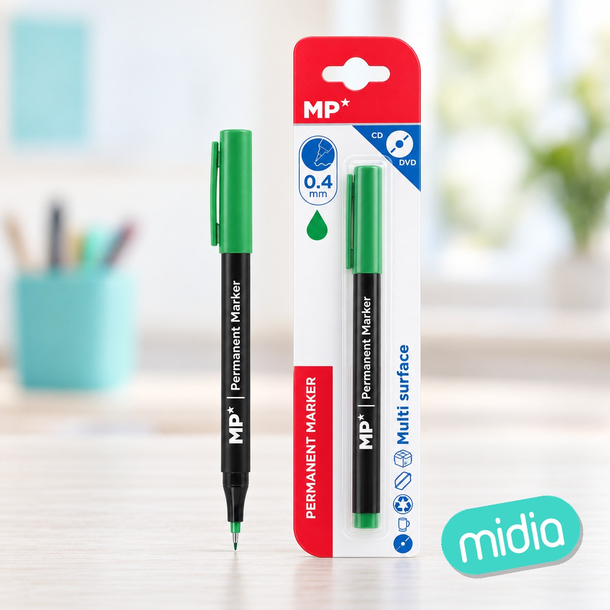 Marcador cd punta fina verde.