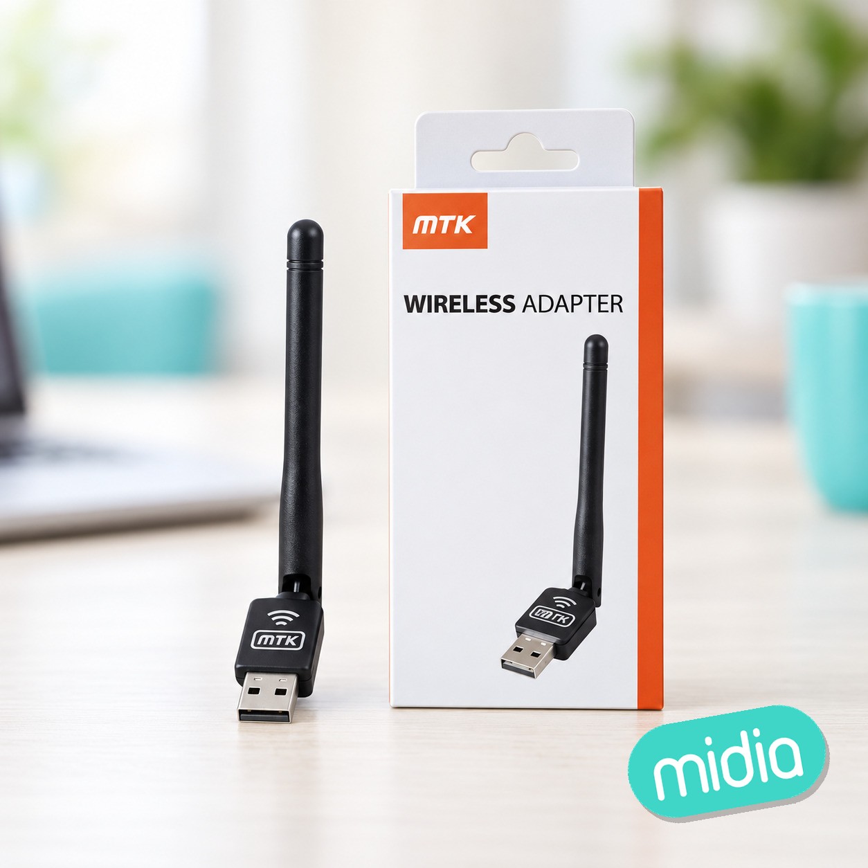 GT837 Mini Adaptador Wifi - USB, con Antena 2DBI, 150Mbps Negro