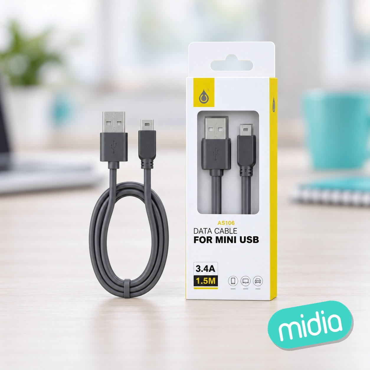 23102062 AS106 Cable de dato MINI USB 5P, 1,5M