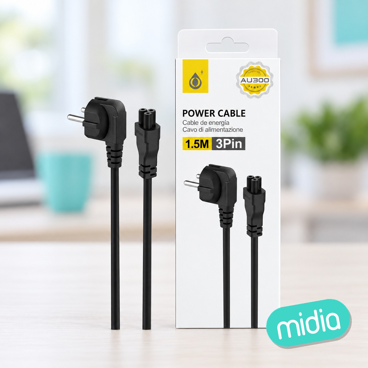 23510012 AU300-Cable Euro Power 3 ports para cargador portatil