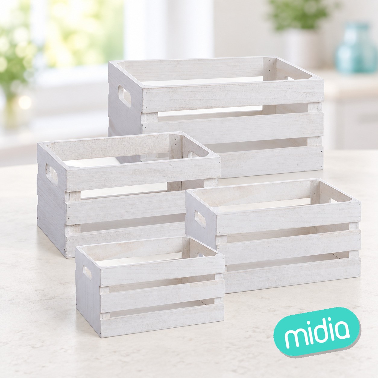 Jgo. 4 cajas madera blanca (1/4 - 8)