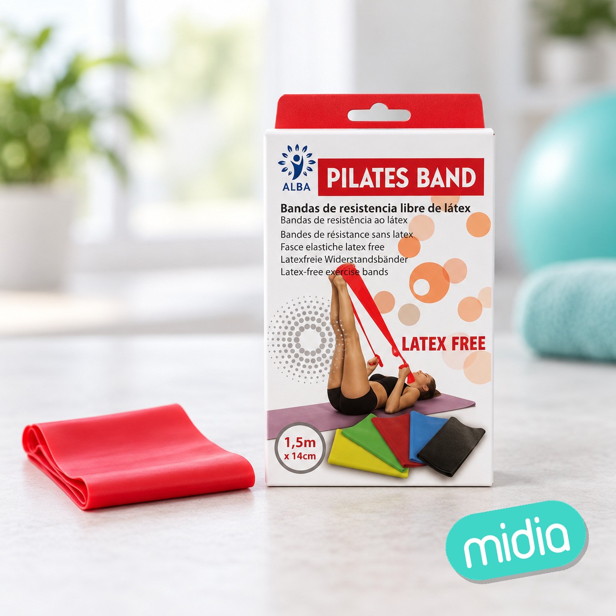 Banda elastica libre d latex rojo 1,5m 1ud