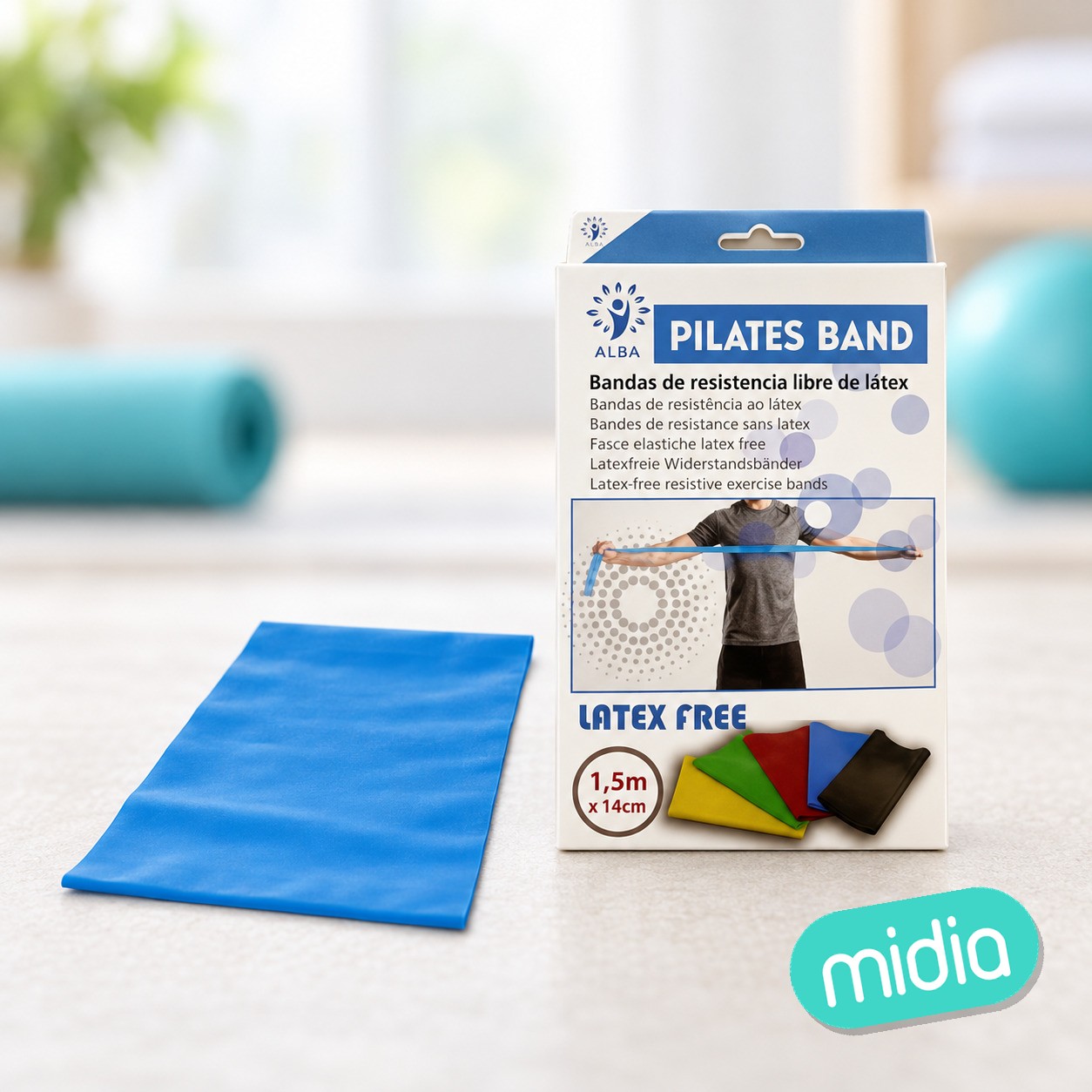Banda elastica libre de latex azul 1,5m1 ud