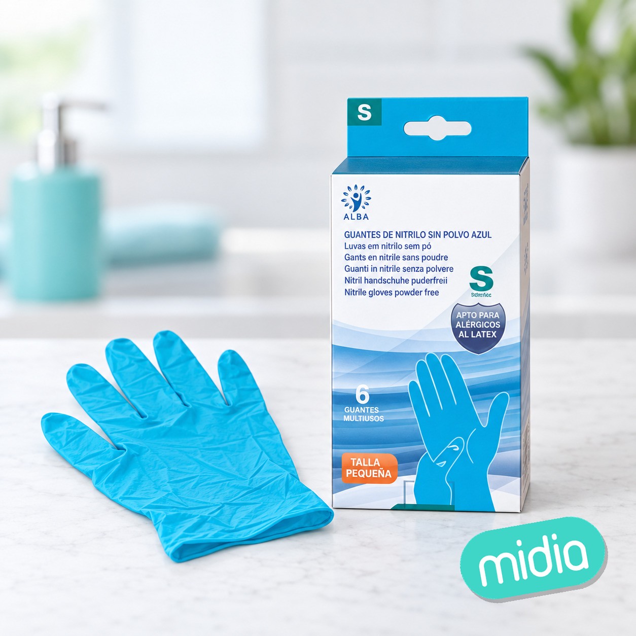 Guantes nitrilo sin pol 6 s azul