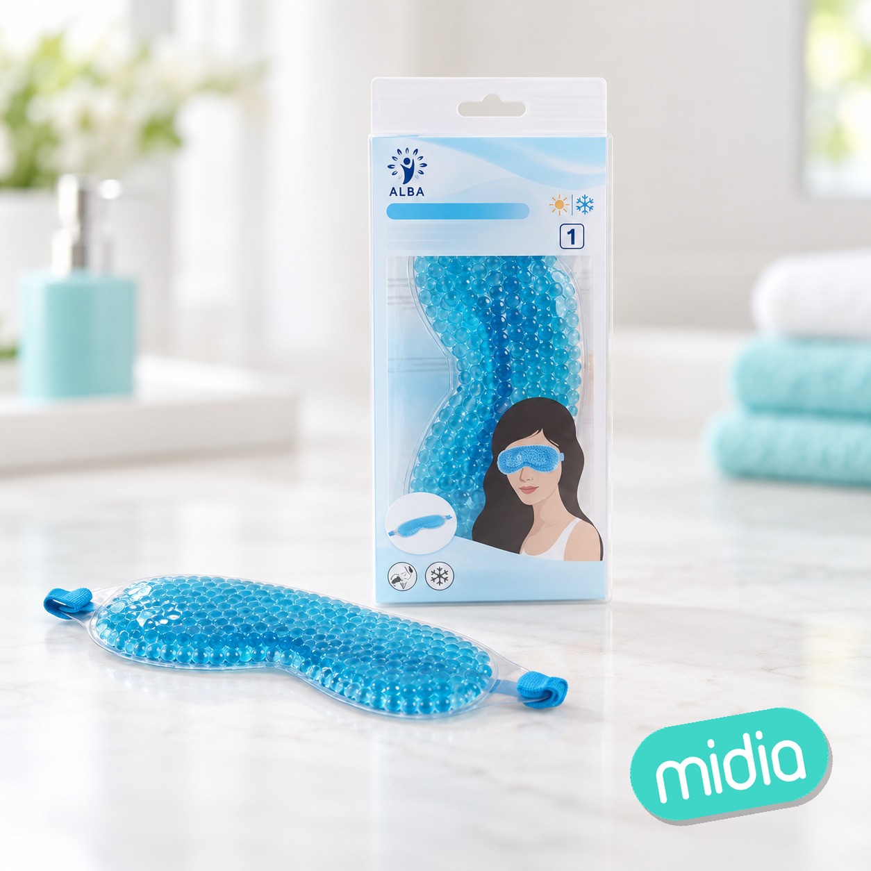 'antifaz con perlas de gel azul clasico