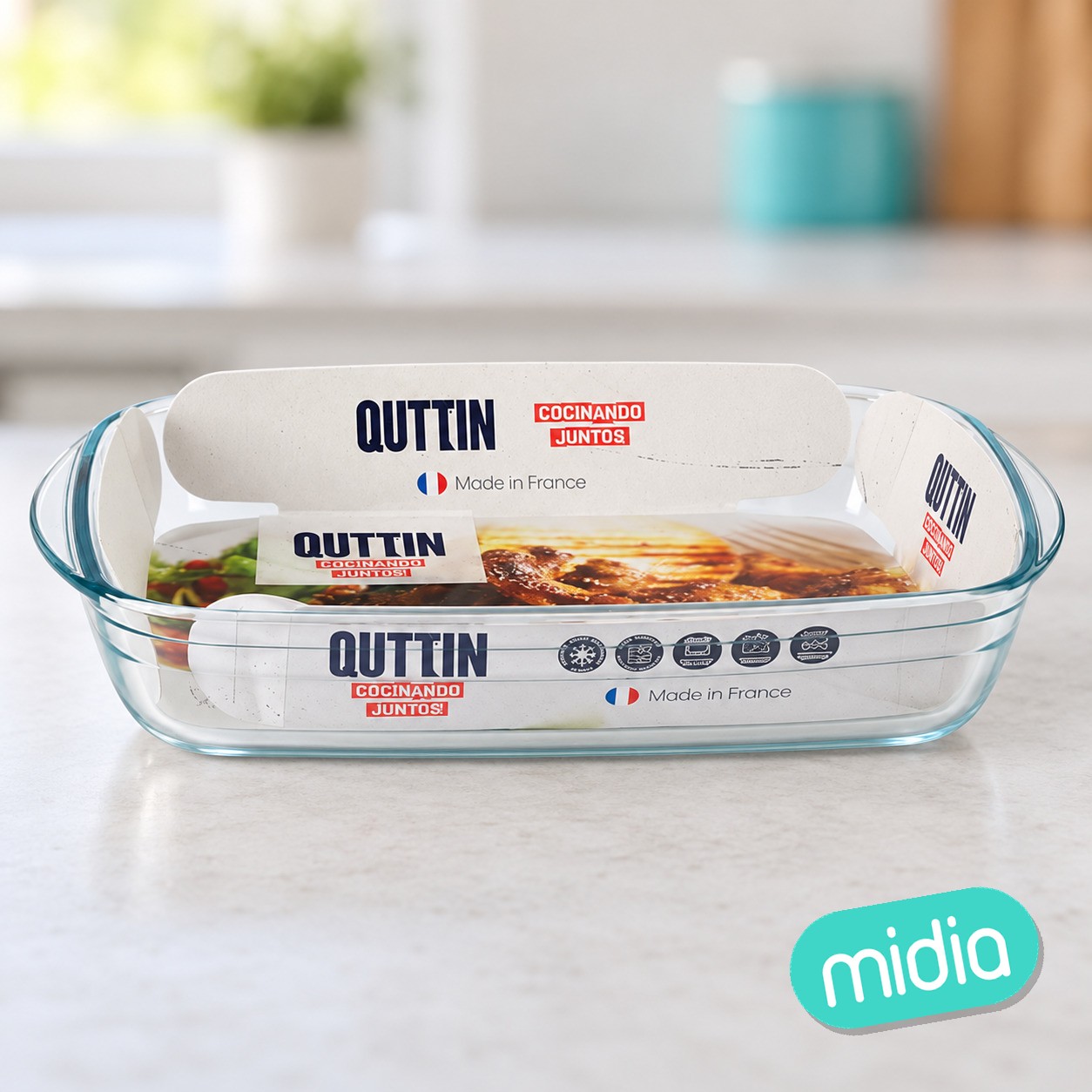 Fuente vidrio rect. 35.5x22cm 3l "quttin