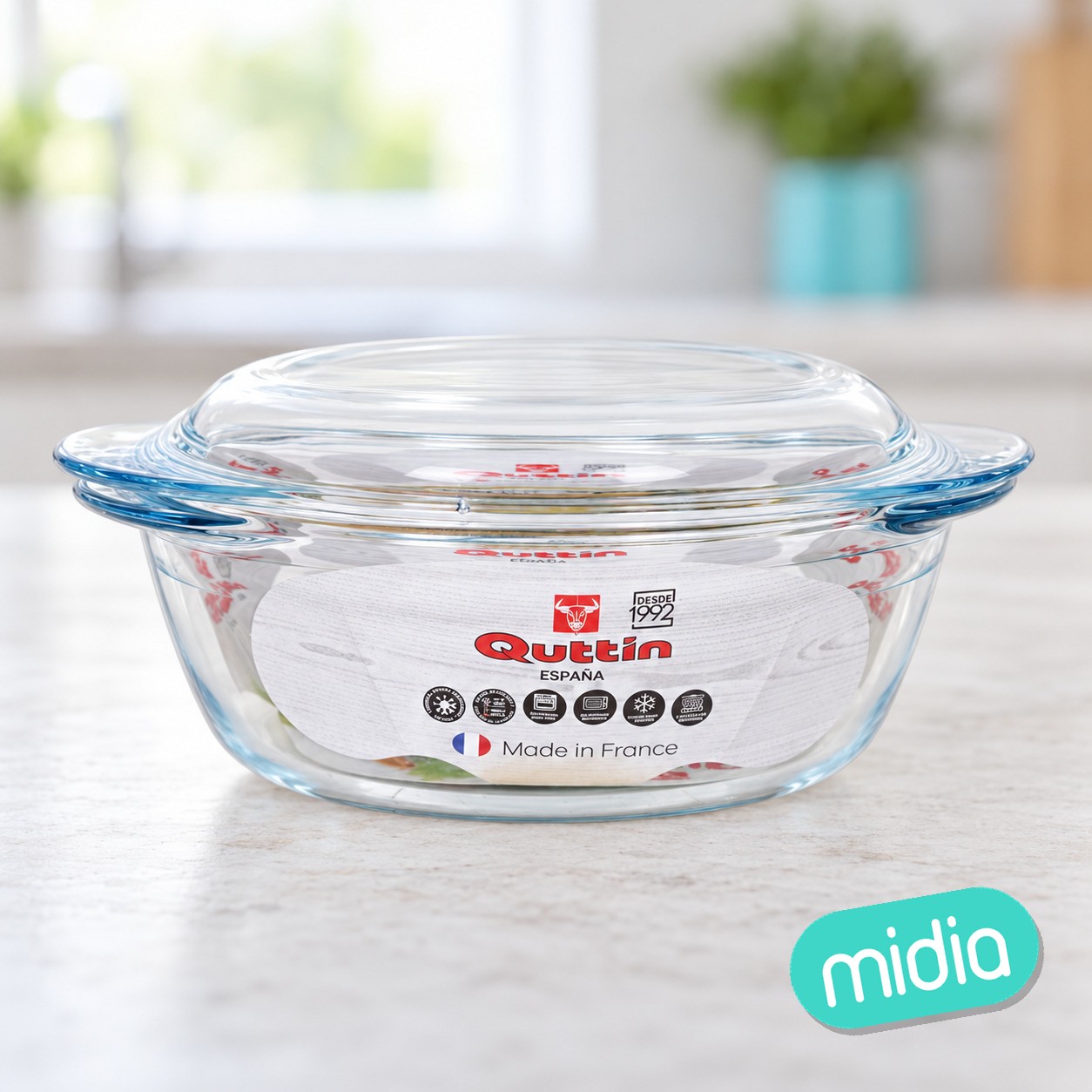 (r26) cacerola vidrio red. c/tapa 1.6+0.5l "qu