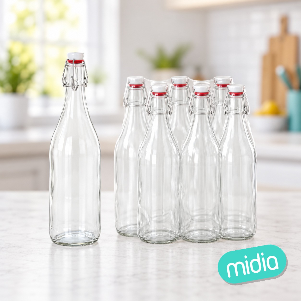 Botella vidrio 1l c/tapon hermet "mecano"