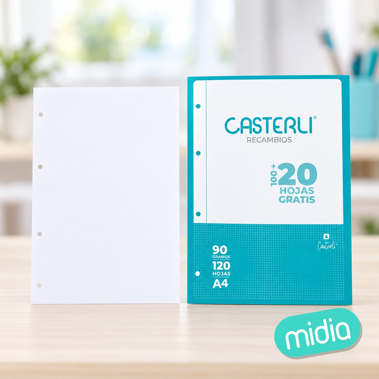 [72648] Recambio Casterli 100+20 Hojas 4 Taladro 90G (LISO)