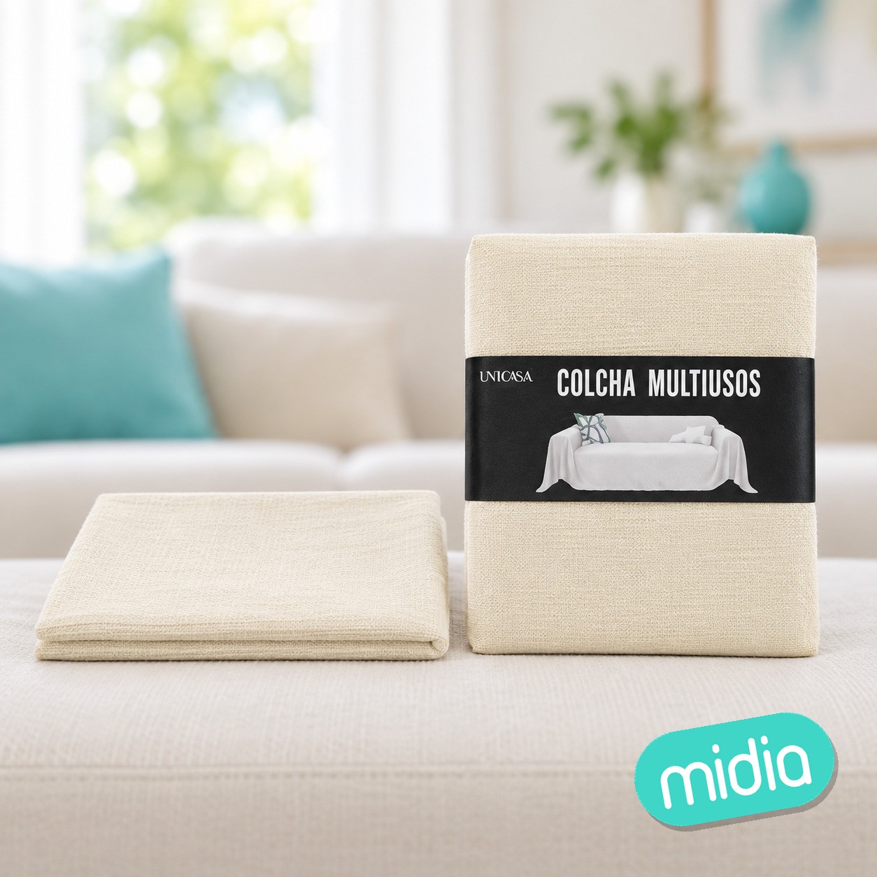 Colcha multiusos de chenilla crema 2300x260cm