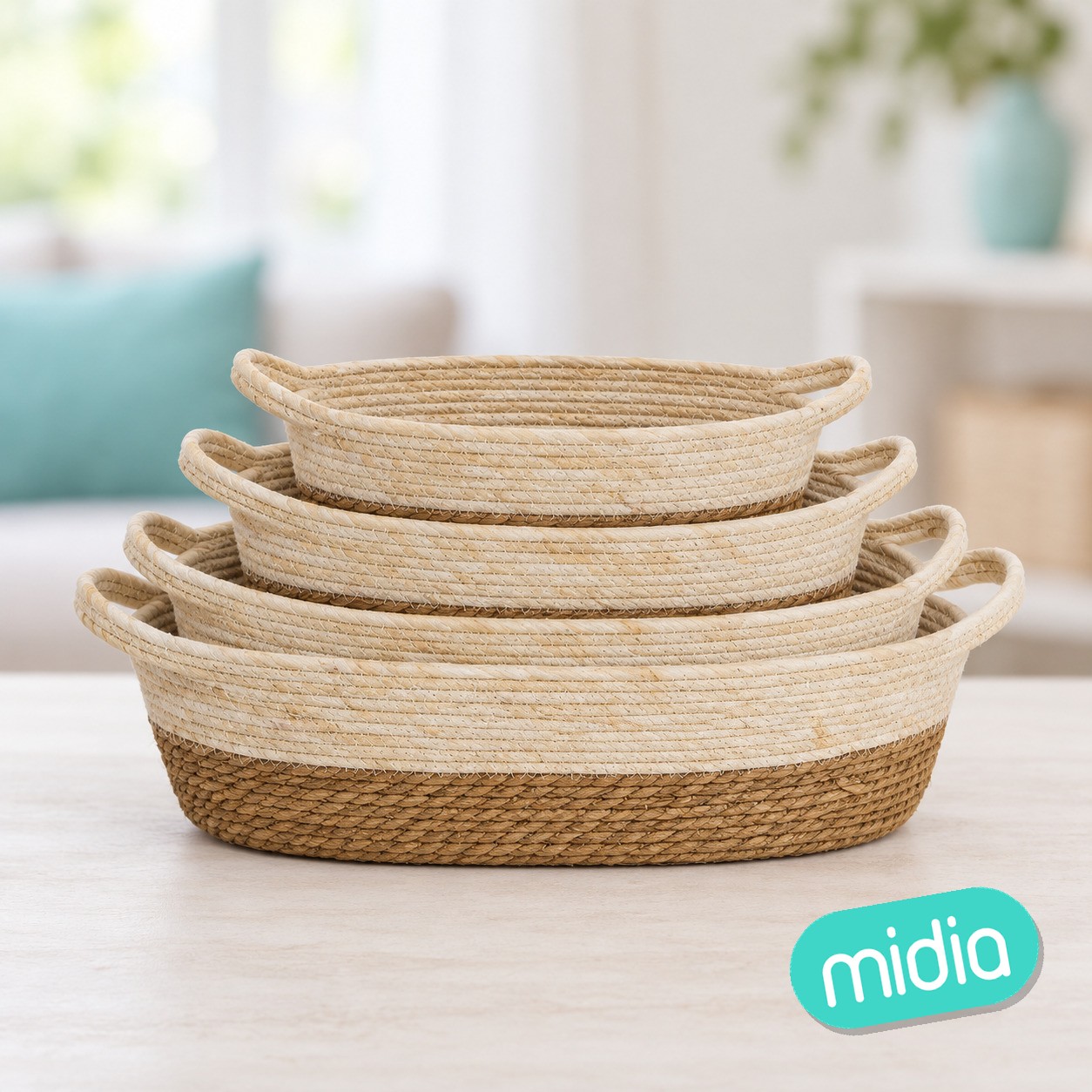 Juego de 4 cestas bicolor natural (2 - 4)