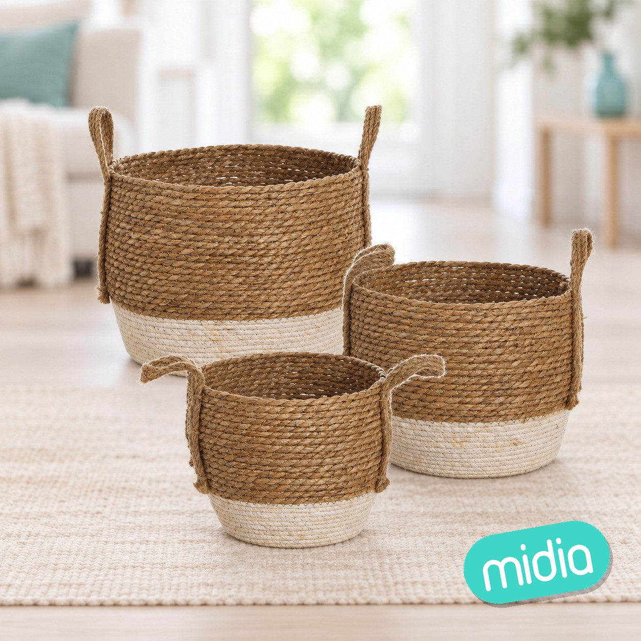 Juego de 3 cestos bicolor natural (2 - 4)